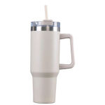 Gourde en inox recyclé avec paille et anse de transport 1,18 L couleur beige première vue