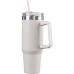 Gourde en inox recyclé avec paille et anse de transport 1,18 L couleur beige deuxième vue