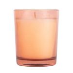 Bougie en paraffine parfumée dans un pot en verre translucide couleur rose première vue