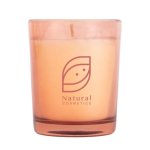 Bougie en paraffine parfumée dans un pot en verre translucide couleur rose deuxième vue