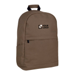 Sac à dos classique pour PC en coton avec poches latérales 15” couleur marron avec zone d'impression