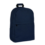 Sac à dos classique pour PC en coton avec poches latérales 15” couleur bleu marine première vue