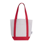 Sac en coton recyclé avec poche extérieure d'un côté couleur rouge première vue