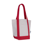 Sac en coton recyclé avec poche extérieure d'un côté couleur rouge deuxième vue