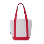 Sac en coton recyclé avec poche extérieure d'un côté couleur rouge troisième vue