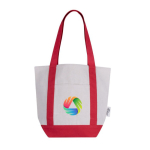 Sac en coton recyclé avec poche extérieure d'un côté couleur rouge quatrième vue