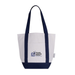 Sac en coton recyclé avec poche extérieure d'un côté couleur bleu marine quatrième vue
