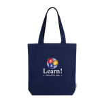 Sac en coton recyclé de couleur neutre 320 g/m2 couleur bleu marine troisième vue