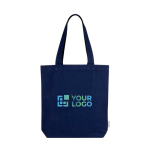 Sac en coton recyclé de couleur neutre 320 g/m2 couleur bleu marine avec zone d'impression