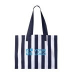 Sac grand format en coton recyclé avec des rayures verticales couleur bleu avec zone d'impression
