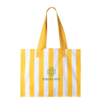 Sac grand format en coton recyclé avec des rayures verticales couleur jaune troisième vue