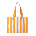 Sac grand format imprimé en coton recyclé avec des rayures verticales couleur orange première vue