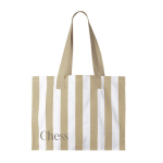 Sac grand format en coton recyclé avec des rayures verticales couleur beige troisième vue