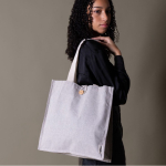 Sac en coton à l'aspect chiné avec bouton de fermeture deuxième vue