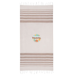Paréo en coton recyclé et polyester avec franges 150 g/m2 couleur beige troisième vue