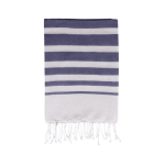 Paréo en coton recyclé et polyester avec franges 150 g/m2 couleur bleu marine première vue