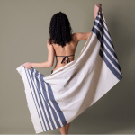 Paréo en coton recyclé et polyester avec franges 150 g/m2 deuxième vue