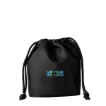 Petit sac en nylon avec fermeture élégante à cordon noir couleur noir avec zone d'impression