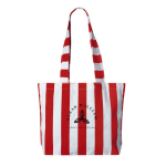 Sac de plage en coton recyclé avec design rayé couleur rouge troisième vue