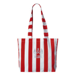 Sac de plage en coton recyclé avec design rayé couleur rouge quatrième vue