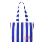 Sac de plage en coton recyclé avec design rayé couleur bleu roi troisième vue