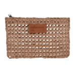 Trousse en papier de jute avec étiquette en cuir couleur marron troisième vue