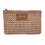 Trousse en papier de jute avec étiquette en cuir couleur marron quatrième vue