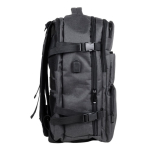 Sac à dos en polyester RPET multi-poches avec un rangement chaussures couleur gris troisième vue