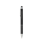 Stylo tactile en aluminium avec mécanisme rotatif, encre bleue couleur noir avec zone d'impression