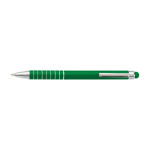 Stylo tactile en aluminium avec mécanisme rotatif, encre bleue couleur vert première vue
