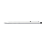 Stylo tactile en aluminium avec mécanisme rotatif, encre bleue couleur argenté première vue