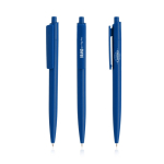 Stylo écologique avec corps uni et clip large à encre bleue couleur bleu marine vue du logo imprimé