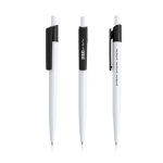 Stylo en plastique recyclé avec clip large coloré à encre bleue couleur noir vue du logo imprimé