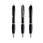 Stylo en plastique issu des océans avec détails chromés à encre bleue couleur noir vue 11