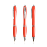 Stylo en plastique issu des océans avec détails chromés à encre bleue couleur rouge