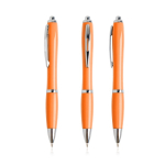 Stylo en plastique issu des océans avec détails chromés à encre bleue couleur orange