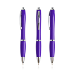 Stylo en plastique issu des océans avec détails chromés à encre bleue couleur violet