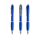 Stylo en plastique issu des océans avec détails chromés à encre bleue couleur bleu roi