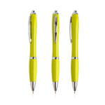 Stylo en plastique issu des océans avec détails chromés à encre bleue couleur vert clair