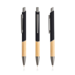 Stylo en aluminium recyclé avec prise en bambou à encre bleue couleur noir vue 11