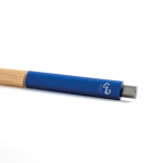 Stylo en aluminium recyclé avec prise en bambou à encre bleue Vue 1