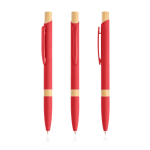 Stylo en aluminium recyclé avec détails en bambou à encre bleue couleur rouge