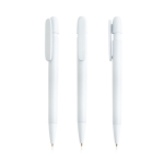 Stylo en plastique recyclé avec clip large et encre bleue couleur blanc