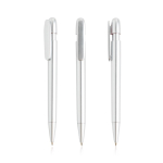 Stylo en plastique recyclé avec clip large et encre bleue couleur argenté