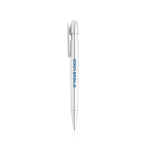 Stylo en plastique recyclé avec clip large et encre bleue vue avec impression
