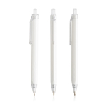 Stylo triangulaire en plastique détails transparents à encre bleue couleur blanc