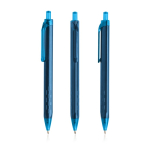 Stylo triangulaire en plastique détails transparents à encre bleue couleur bleu pétrole