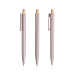 Stylo en plastique recyclé avec bouton en bambou à encre bleue couleur rose clair 