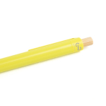 Stylo en plastique recyclé avec bouton en bambou à encre bleue