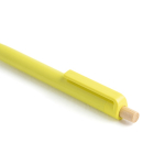 Stylo en plastique recyclé avec bouton en bambou à encre bleue Vue 1